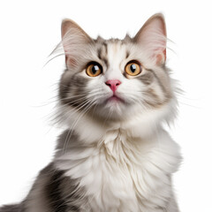 Obraz premium Smiling American Curl Cat with White Background - Isolated Image