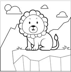 Lion cute cartoon coloring page