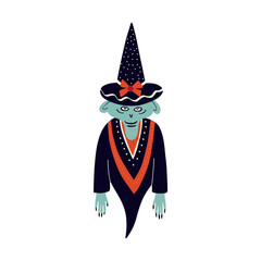 Scary creepy Sorcerer for Halloween. Cartoon illustration for Halloween,