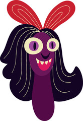 Fototapeta premium worm character for Halloween holiday. Cute bizarre comic characters in modern flat hand drawn style