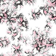 Fototapeta na wymiar Dandelions.Handmade watercolor floral motive on white background. Black and pink colors. Seamless pattern