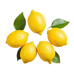 Ripe lemons from above against transparent background