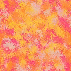 Yellow, orange, red and grey colored random spots, round splashes. Abstract seamless pattern