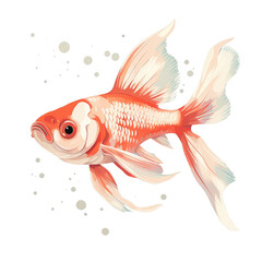 Gorgeous goldfish with red and white coloring