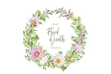 watercolor daisy floral wreath illustration