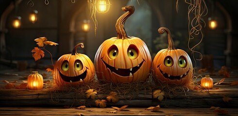 Trick or Treat. Jack O Lantern pumpkin on treat or trick fun party celebration background design.