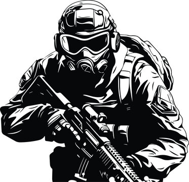 Army Special Forces Logo Monochrome Design Style