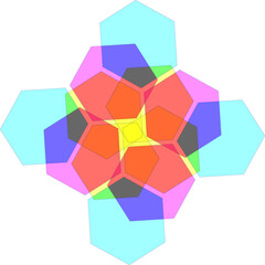 Fototapeta premium Hexágonos Primarios: Mándala Vibrante en Colores Fundamentales
