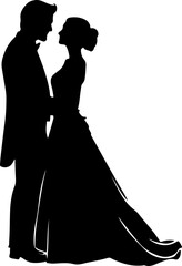 Romantic wedding couple silhouette