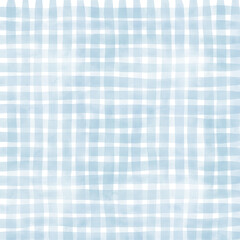 Light Blue Gingham Hand Drawn Background