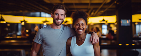 Man and woman at the gym for fitness sessions