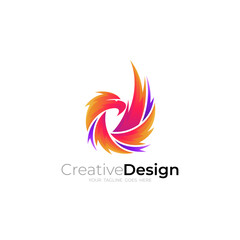Eagle logo with colorful design template, falcon