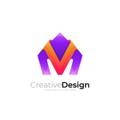 Letter V logo with M design combination, house icon