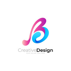B icon template, 3d colorful design, company logos