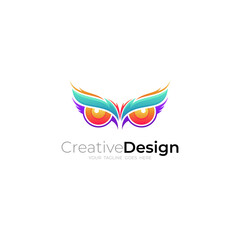 Owl logo with colorful design template, animal