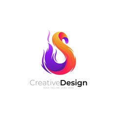 Obraz premium S logo template, 3d colorful, letter S design vector