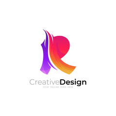 R logo and fire design combination, 3d colorful