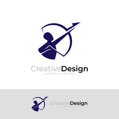 Logo of people doing archery sport, simple icons