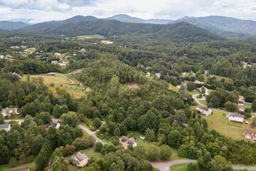 Fototapeta na wymiar mountain drone views neighborhood