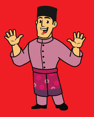 Indonesian Native Riau Malay Sumatra in Traditional Dress