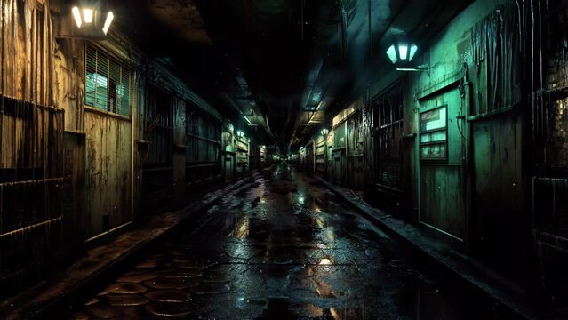 A creepy, gloomy corridor. Horror background 