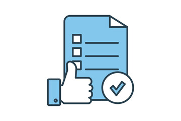 Approval Icon. Icon related to survey. flat line icon style. Simple vector design editable