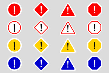 Alert signs on pack. Danger signs. Vector illustration.