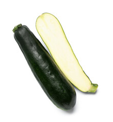 Fresh green zucchini on white background