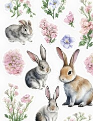 rabbits sticker sheet
