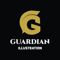 Initial Letter G for Greek Guardian Gladiator Sparta Roman Soldier Icon Symbol Illustration