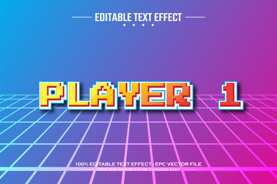 Player 1 3D editable text effect template
