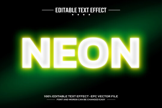 Neon 3D editable text effect template