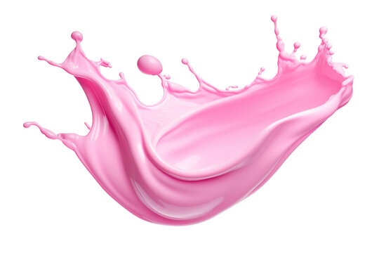 Pink cream or yogurt splash. Cutout on transparent