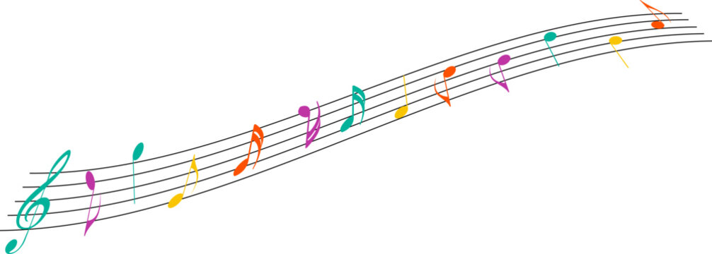 Colorful Music Note isolated on white background. Vector illustration.