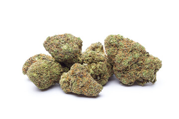 Marijuana flowers isolated on white background