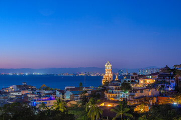 Fototapeta na wymiar View of Puerto Vallarta city lights at night
