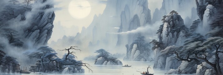 illustration of chinese painting landscape, generative AI © VALUEINVESTOR