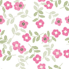 Small flower seamless pattern. Abstract floral ornament. Simple botanical backdrop.