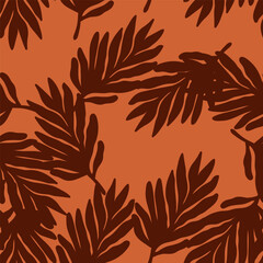 Tropical leaves seamless pattern. Floral backdrop. Matisse inspired decoration wallpaper. Simple organic shape background