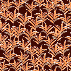 Stylized tropical palm leaves wallpaper. Jungle palm leaf seamless pattern.