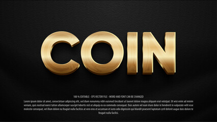 Golden coin editable text effect