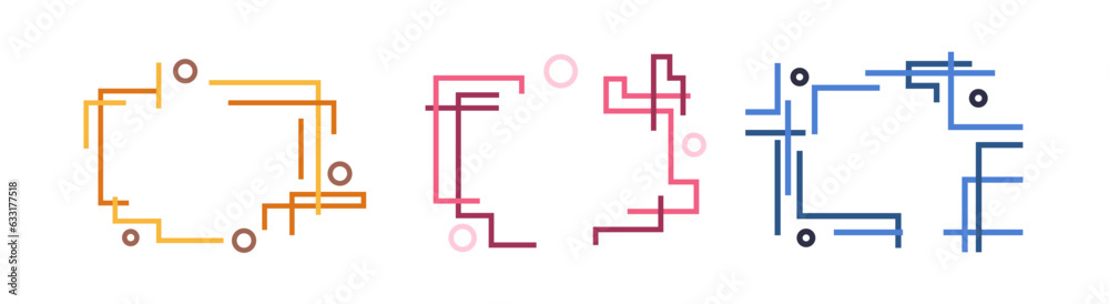 Aufkleber Modern graphic design text boxes. Set of abstract vector art frame illustrations to place your text. Linear strokes and geometric shapes