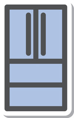 ステッカー風シンプル電化製品の単品アイコン　冷蔵庫