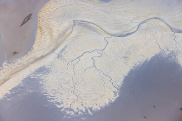 Aerial view of the tidal sand plains around Low Sandy Point, Cape Leveque, Kimberley region of Western Australia 