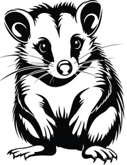 Fototapeta na wymiar Baby Opossum Logo Monochrome Design Style