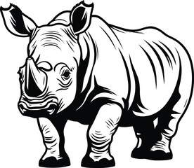 Baby Rhino Logo Monochrome Design Style