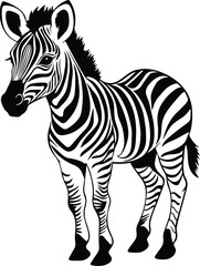 Obraz na płótnie Canvas Baby Zebra Logo Monochrome Design Style