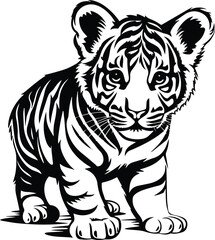 Baby Tiger Logo Monochrome Design Style