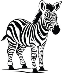 Fototapeta na wymiar Baby Zebra Logo Monochrome Design Style