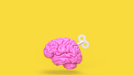 The Human Brain with wind up for Business or sci and medical concept 3d rendering